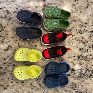 Boys NIKE sneakers, CROCS and Cat and Jack size 5 shoes